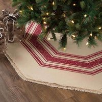Thumbnail for Vintage Burlap Stripe Red Tree Skirt 55