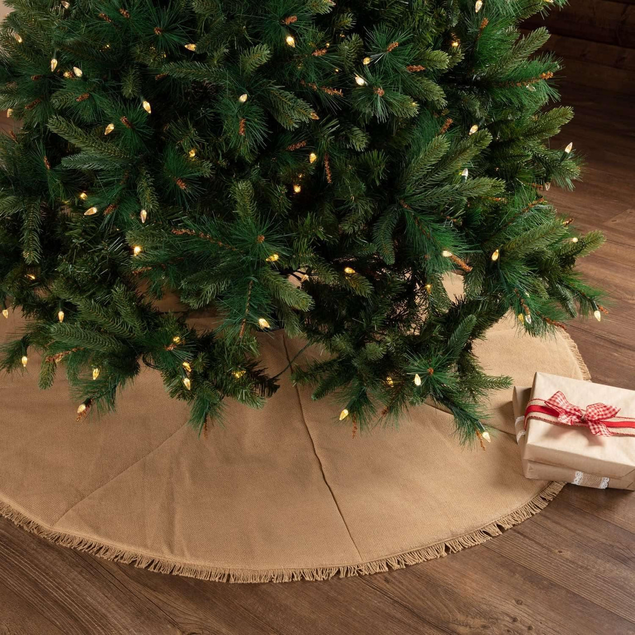 Festive Natural Burlap Christmas Tree Skirt 55 VHC Brands - The Fox Decor