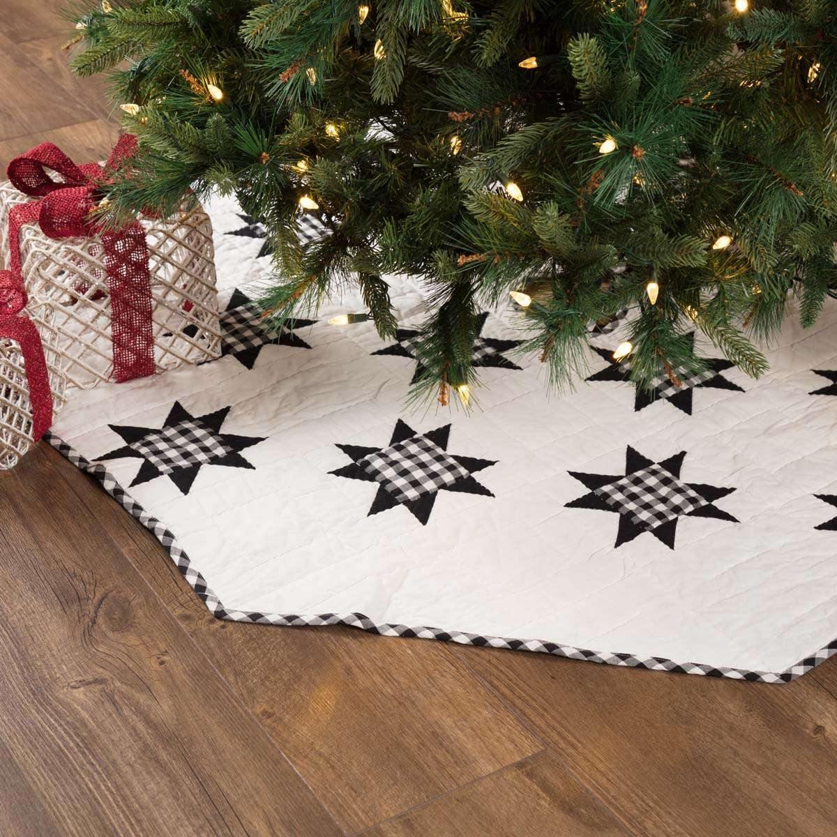Emmie Black Patchwork Christmas Tree Skirt 55 VHC Brands - The Fox Decor