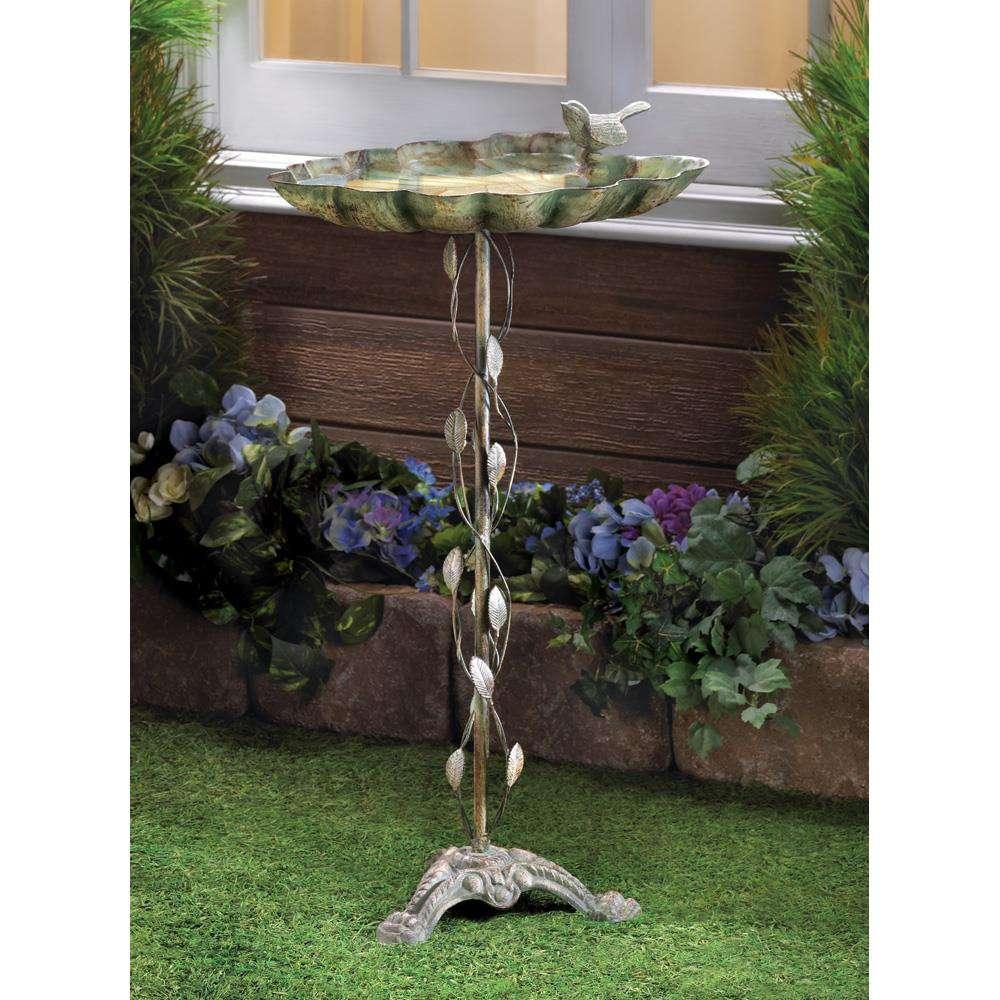 Verdigris Leaf Birdbath - The Fox Decor