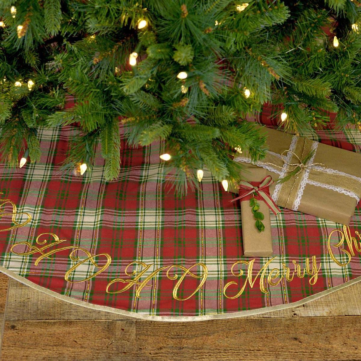 HO HO Holiday Christmas Tree Skirt 48 VHC Brands - The Fox Decor