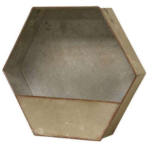 Vintage Galvanized Hexagon Pocket, 12" W Containers CWI+ 