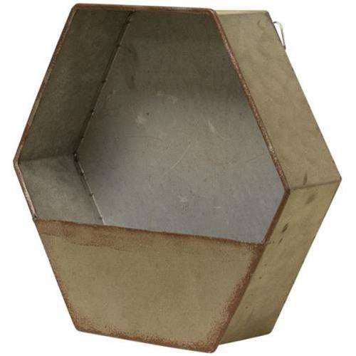 Vintage Galvanized Hexagon Pocket, 16" W Containers CWI+ 