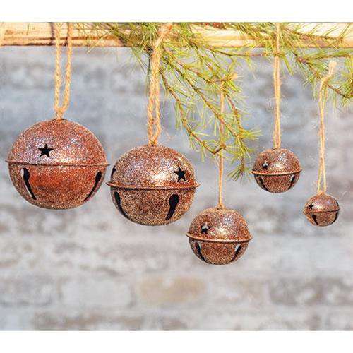 Vintage Glitter Rusty Bell Ornament, 2.5" Bells CWI+ 