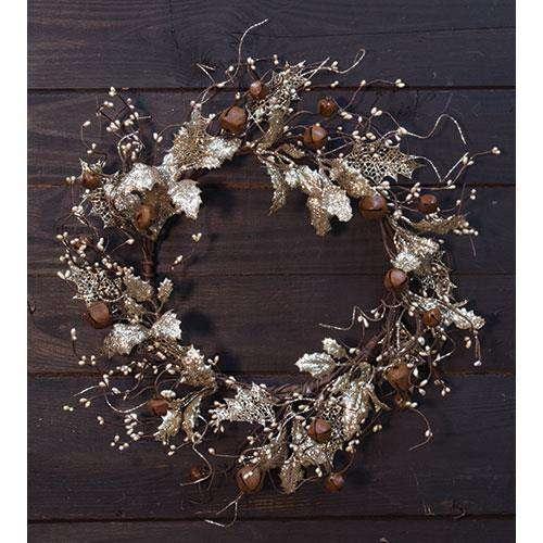 Vintage Holly & Bells Wreath, 20" Florals CWI+ 