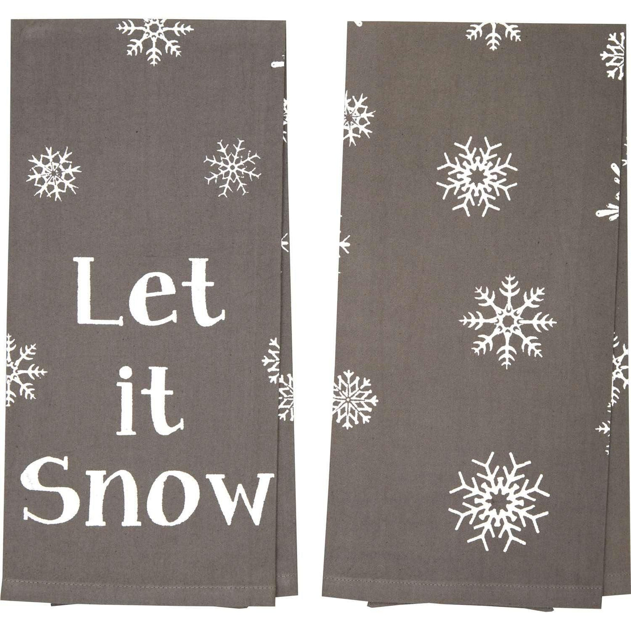 Snowflake Burlap Grey Let It Snow Tea Towel Set of 2 19x28 VHC Brands - The Fox Decor