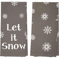 Thumbnail for Snowflake Burlap Grey Let It Snow Tea Towel Set of 2 19x28 VHC Brands - The Fox Decor