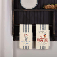 Thumbnail for Farmer's Market Flower Market Unbleached Natural Muslin Tea Towel Set of 2 (Flower Pot; Bicycle)