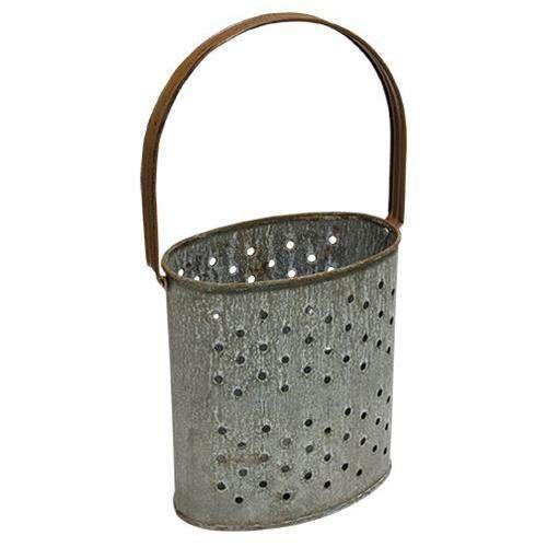 Washed Galvanized Punched Bucket - The Fox Decor