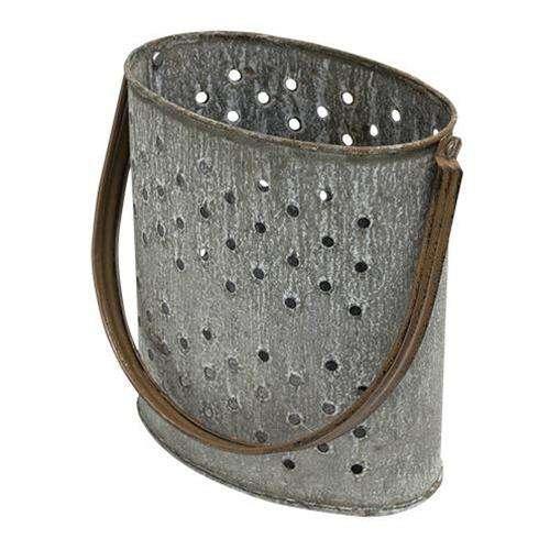 Washed Galvanized Punched Bucket - The Fox Decor