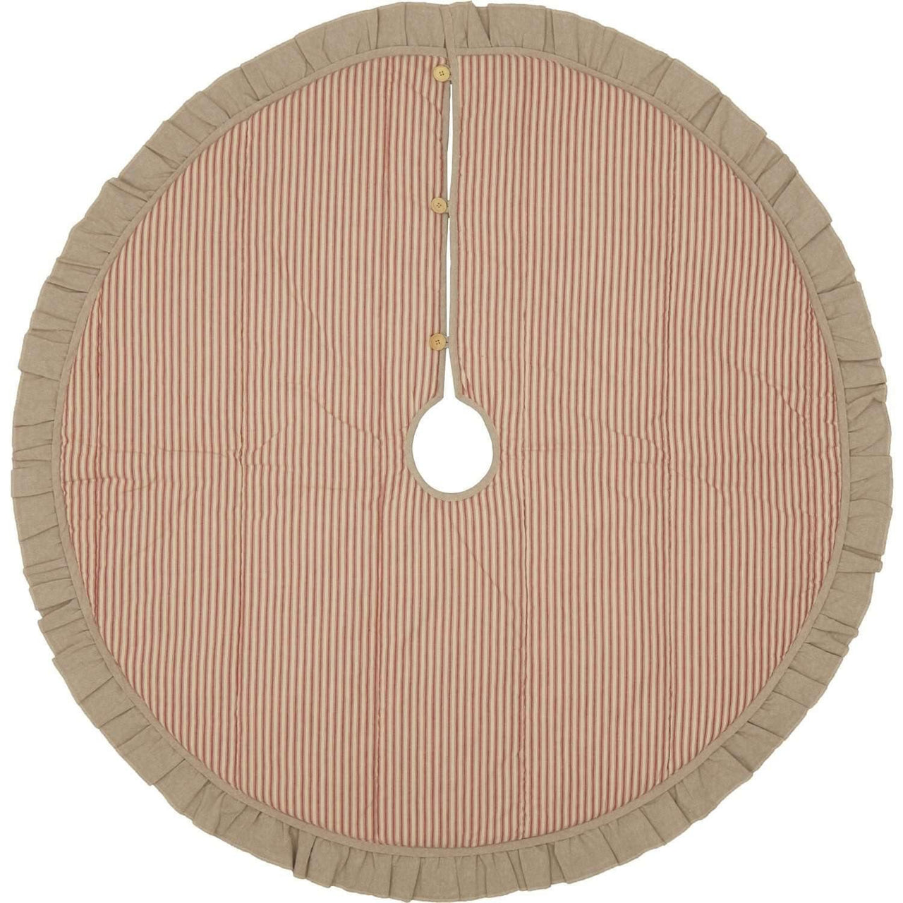 Sawyer Mill Red Ticking Stripe Christmas Tree Skirt 55 VHC Brands - The Fox Decor