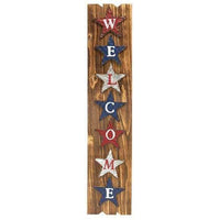 Welcome Americana Wooden Sign with Metal Stars - The Fox Decor