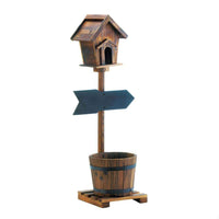 Thumbnail for Welcome Birdhouse Rustic Barrel Planter Accent Plus 