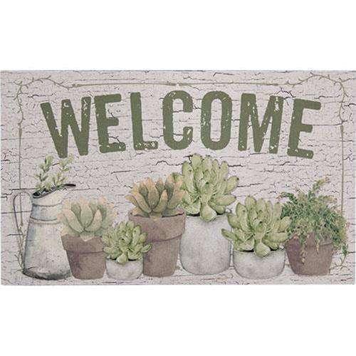 Welcome Floor Mat w/Succulents - The Fox Decor