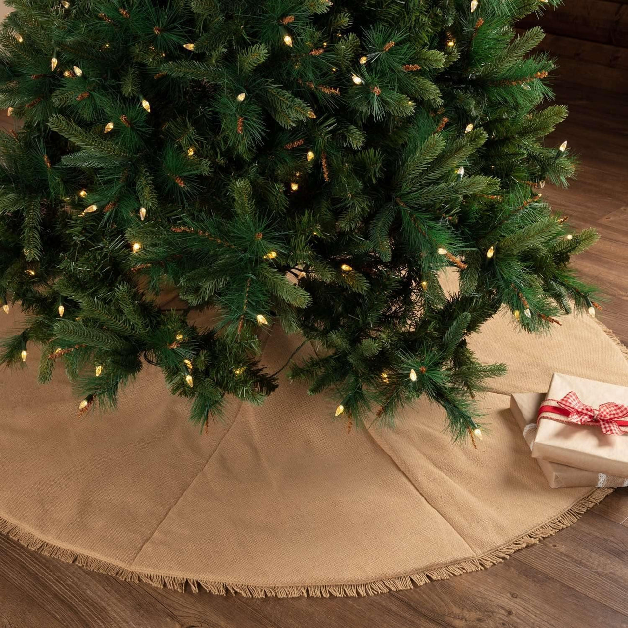 Festive Natural Burlap Christmas Tree Skirt 60 VHC Brands - The Fox Decor