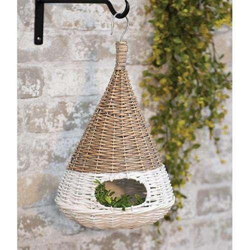 White Dipped Willow Bird House, 16" - The Fox Decor
