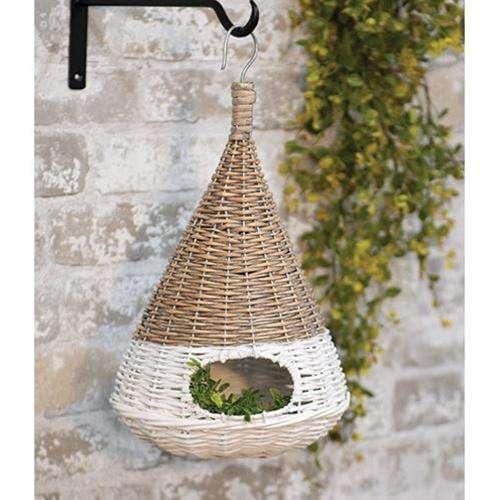 White Dipped Willow Bird House, 16" Baskets CWI+ 