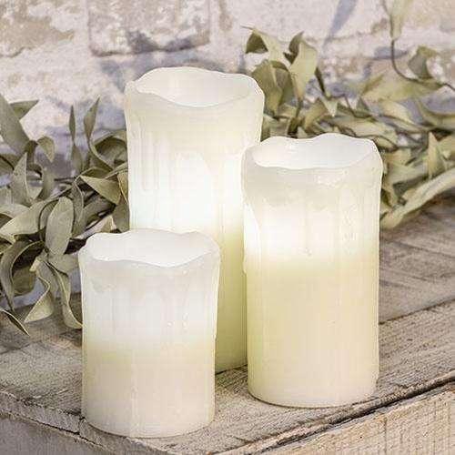 White Drip Pillar Candle, 3" x 7" - The Fox Decor