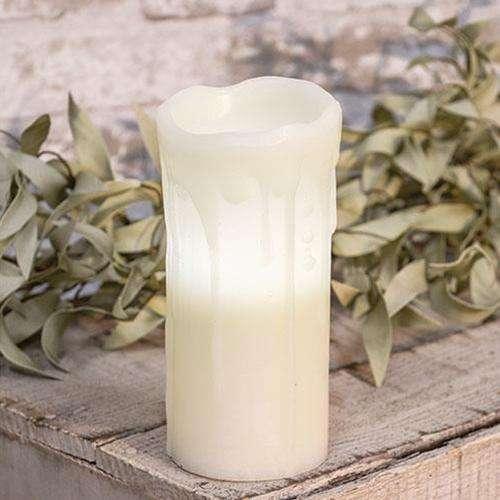 White Drip Pillar Candle, 3" x 7" - The Fox Decor