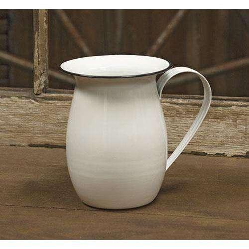 White Enamel Pitcher Enamelware CWI+ 