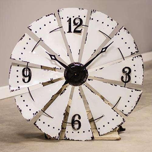 White Enamel Windmill Clock - The Fox Decor