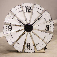 Thumbnail for White Enamel Windmill Clock Wall Decor CWI+ 