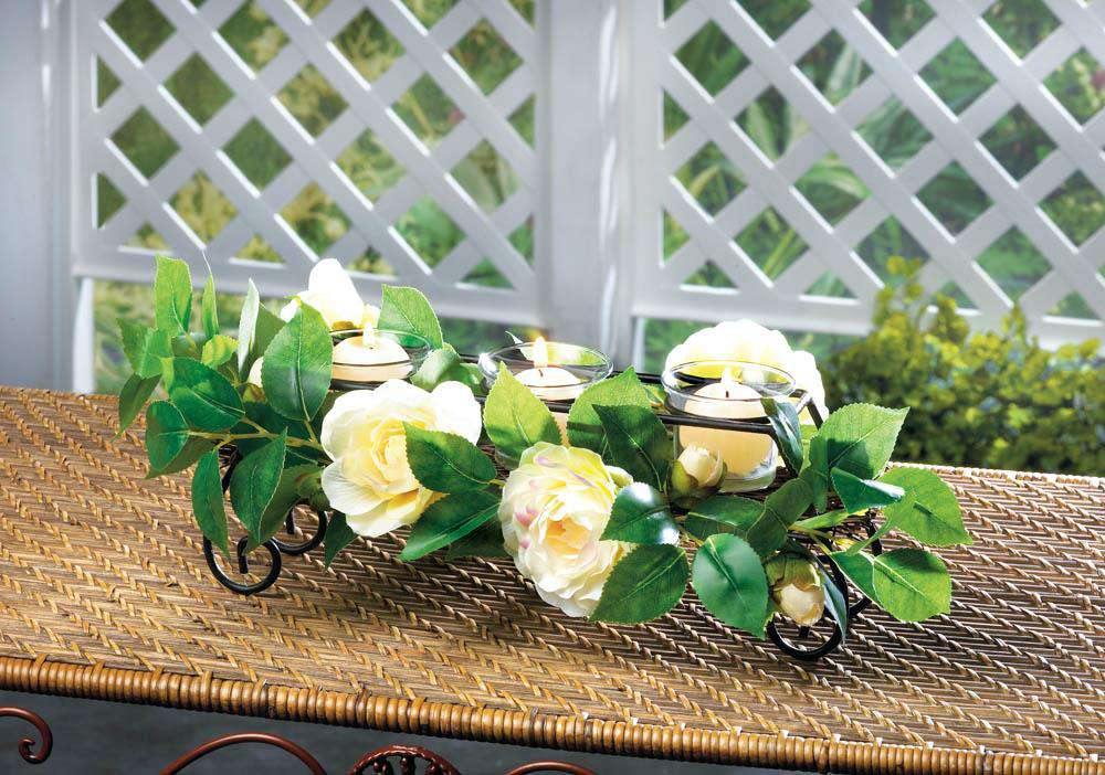 White Faux Floral Candle Holder - The Fox Decor