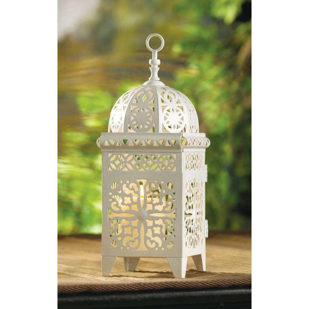 White Filigree Candle Lantern - The Fox Decor