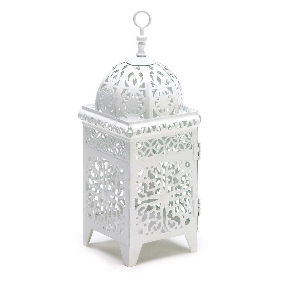 White Filigree Candle Lantern