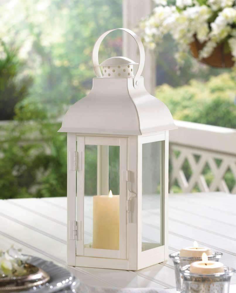White Gable Lantern - Medium - The Fox Decor