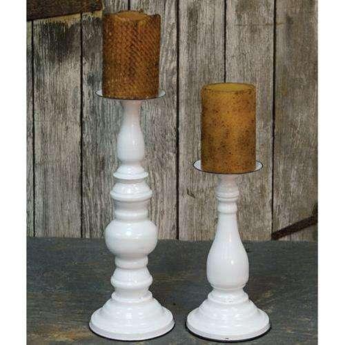 White Pedestal Pillar Holder, 13" - The Fox Decor