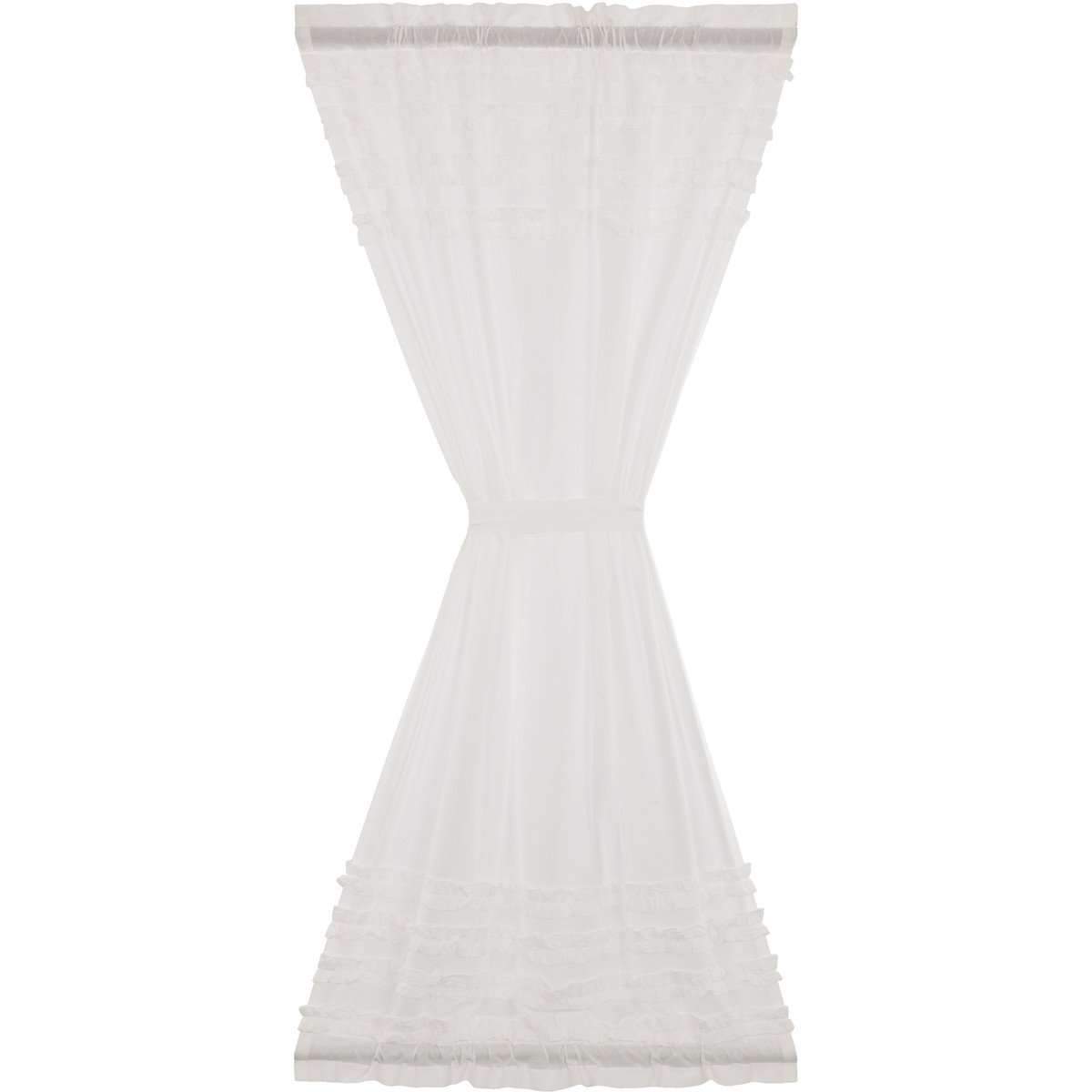 White Ruffled Sheer Petticoat Door Panel 72"x40" - The Fox Decor