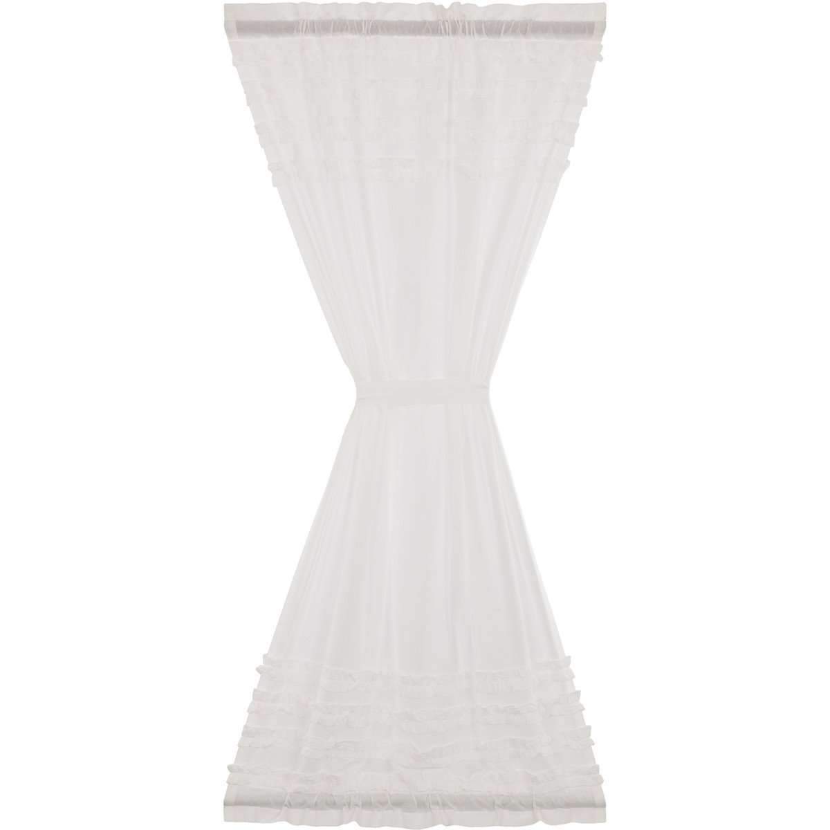 White Ruffled Sheer Petticoat Door Panel 72"x40" curtain VHC Brands 