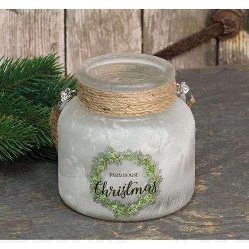 Wide Farmhouse Christmas Jar Glass CWI+ 