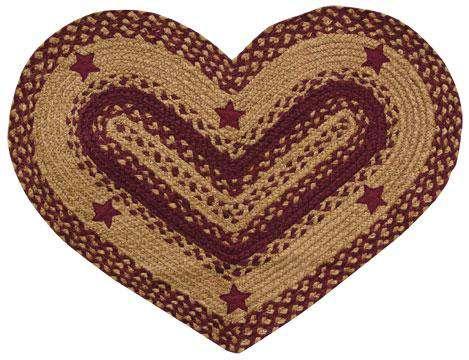 Wine Star Braided Rug - Heart and Oval Shape rug CWI Gifts 20x30 heart shape 
