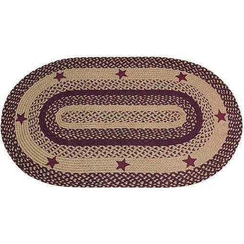 Wine Star Braided Rug - Heart and Oval Shape - The Fox Decor