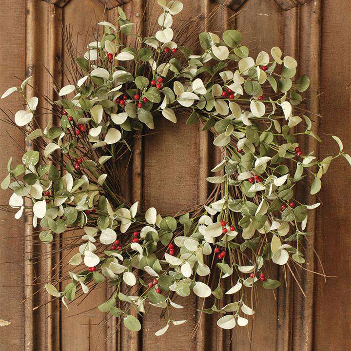 '+Winter Silver Dollar Wreath, 24" - The Fox Decor