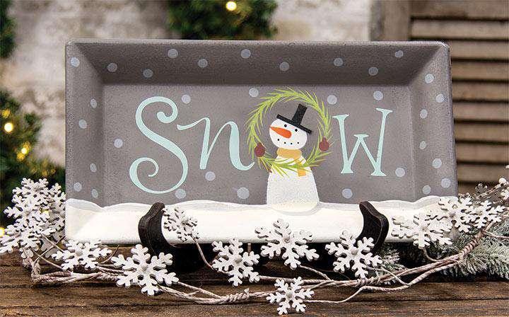 Winter Wreath Snowman Tray General CWI+ 
