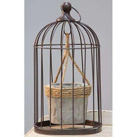 Thumbnail for Wire Birdcage with Jute and Cement Plant Holder, Medium - The Fox Decor