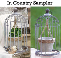 Thumbnail for Wire Birdcage with Jute and Cement Plant Holder, Medium - The Fox Decor