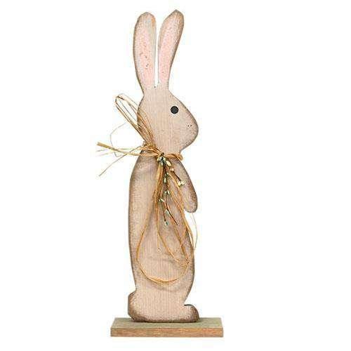 Wood Bunny on Green Base With Pip Berries & Raffia, 2 ft. Wood Bunny CWI+ 
