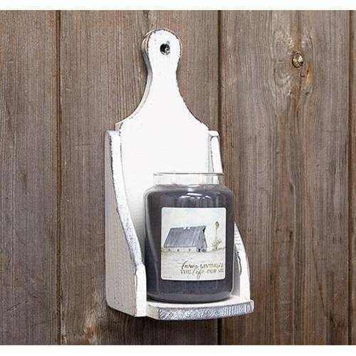 Wood Jar Candle Sconce, Farmhouse White Home Wood Accents CWI+ 