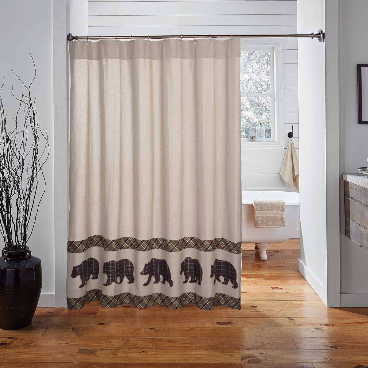Wyatt Bear Shower Curtain 72"x72" curtain VHC Brands 