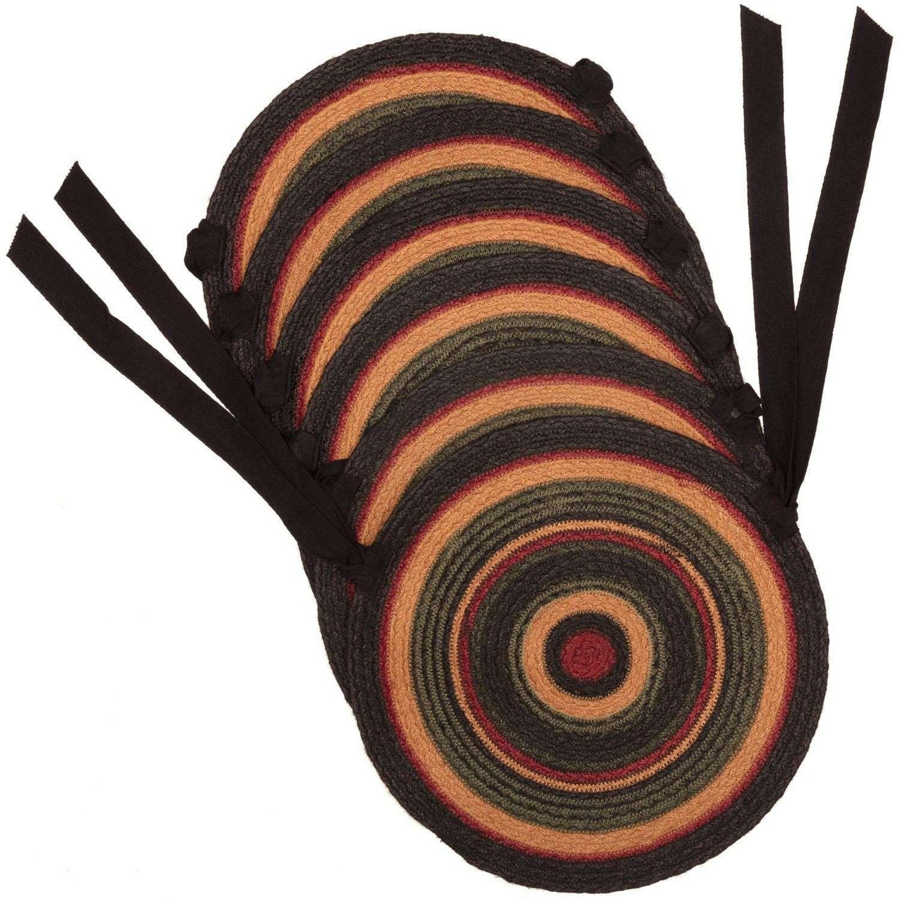 Wyatt Jute Braided Chair Pad Set of 6 Crimson, Khaki, Espresso Chair Pad VHC Brands 