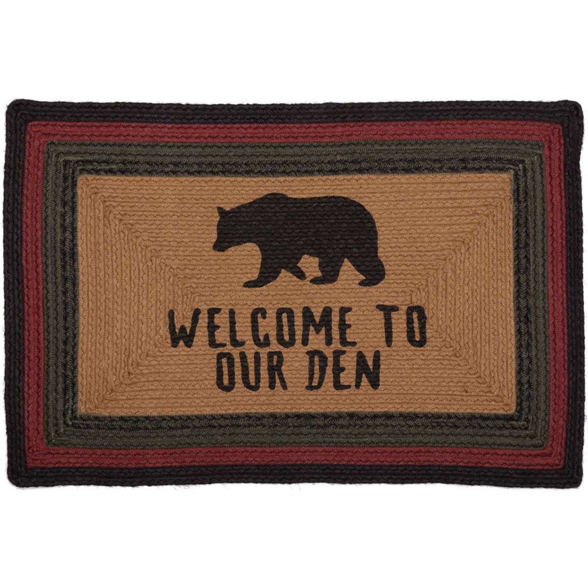 Wyatt Stenciled Bear Jute Braided Rug Oval/Rect rugs VHC Brands 20x30 Rect Welcome to our Den 