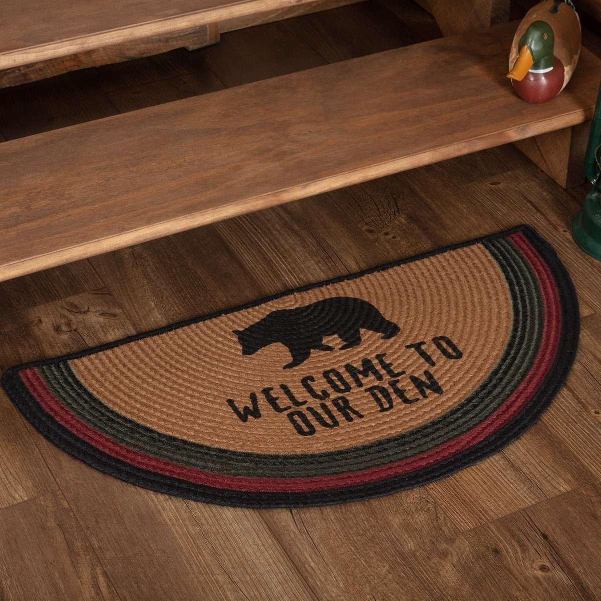 Wyatt Stenciled Bear Jute Braided Rug Oval/Rect rugs VHC Brands 