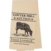 Thumbnail for Sawyer Mill Charcoal Cow Muslin Unbleached Natural Tea Towel 19x28 VHC Brands - The Fox Decor