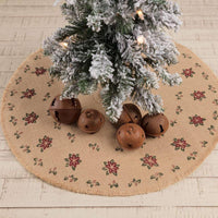 Jute Burlap Poinsettia Mini Christmas Tree Skirt 21 VHC Brands - The Fox Decor