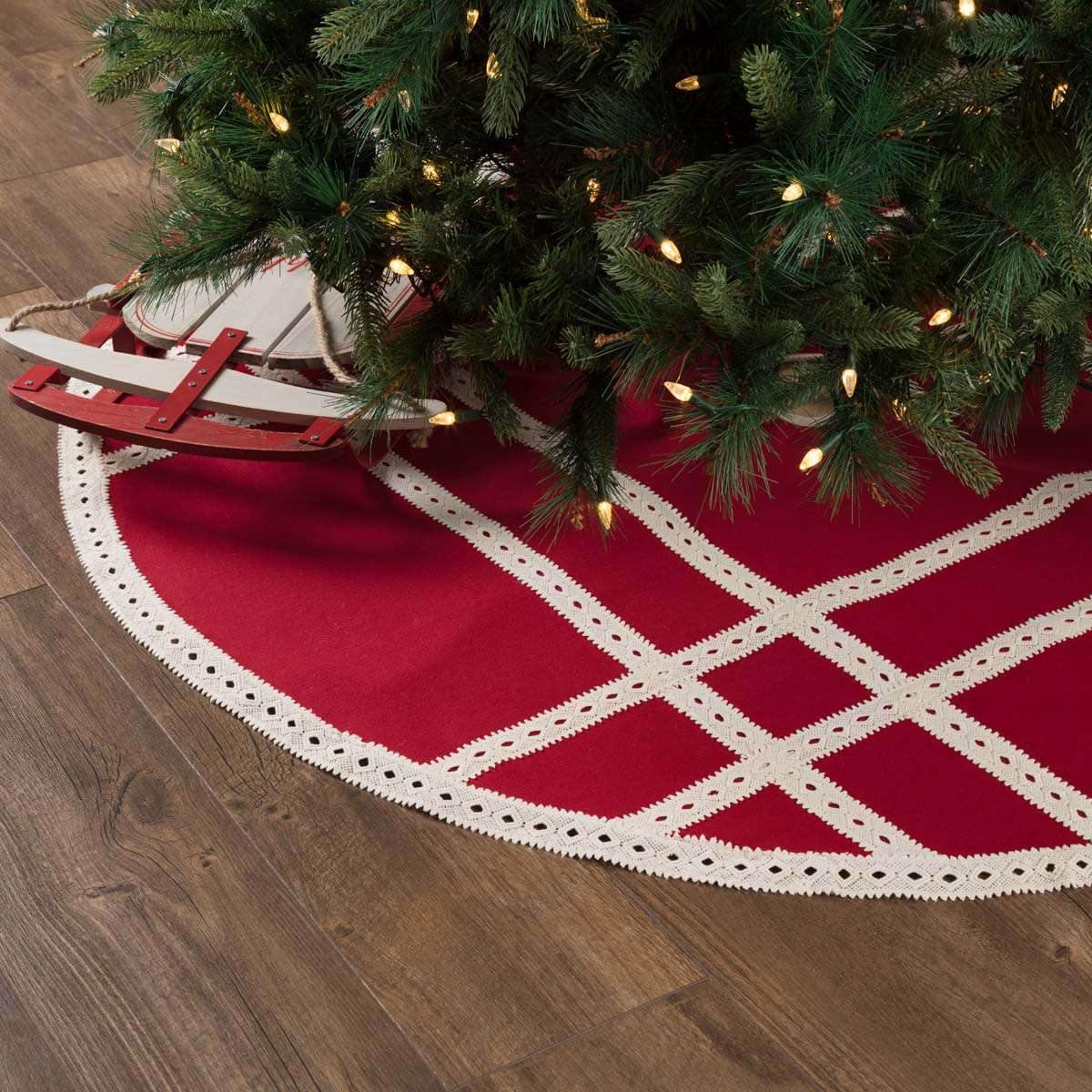 Margot Red Christmas Tree Skirt 55 VHC Brands - The Fox Decor