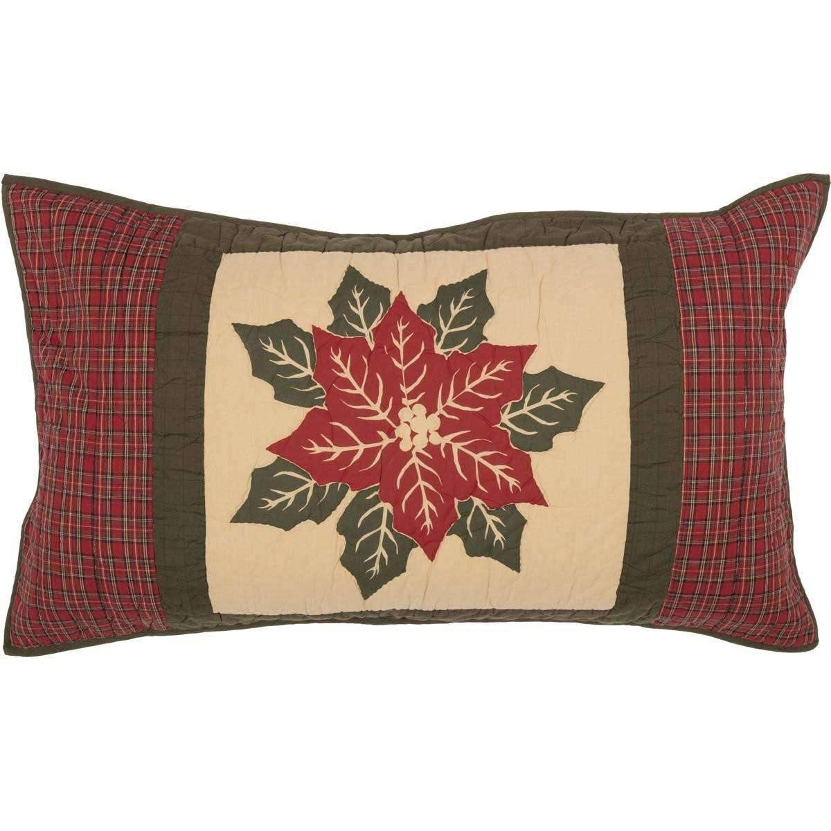 National Quilt Museum Poinsettia Block King Sham 21x37 VHC Brands - The Fox Decor